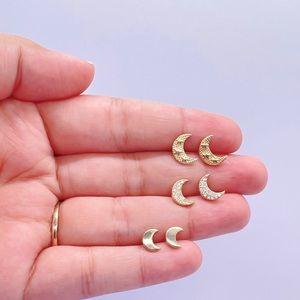Crescent 🌙 Moon studs (earrings) set of 3